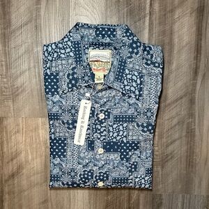 Rocking K Ranchwear Kennington Western Blue Bandana Long Sleeve Button - Small